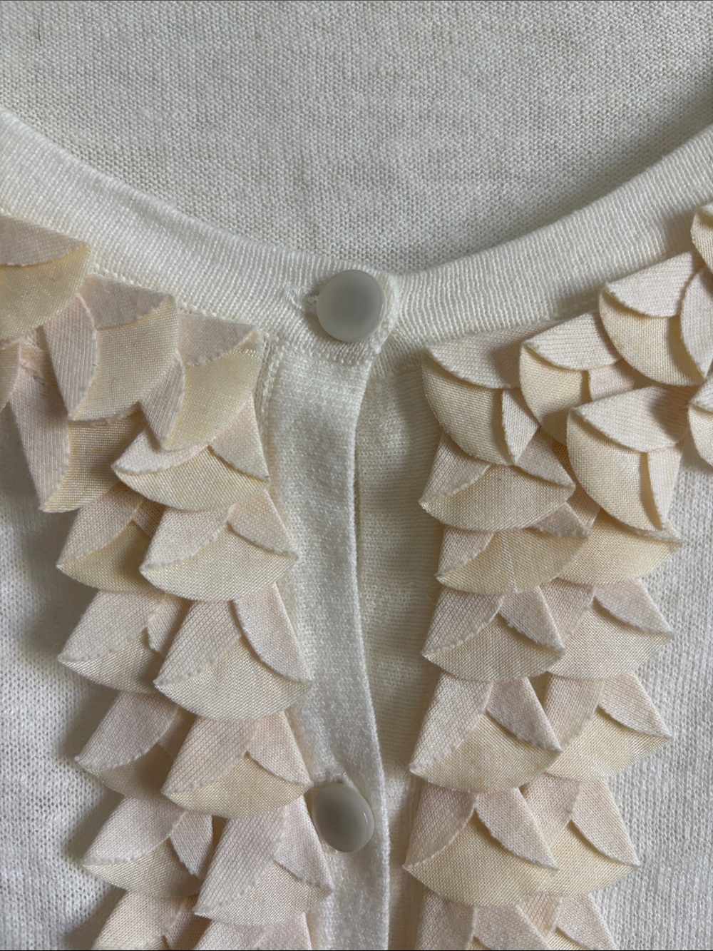 Ivory Ruffle Trim Button Cardigan - Picture 6 of 6